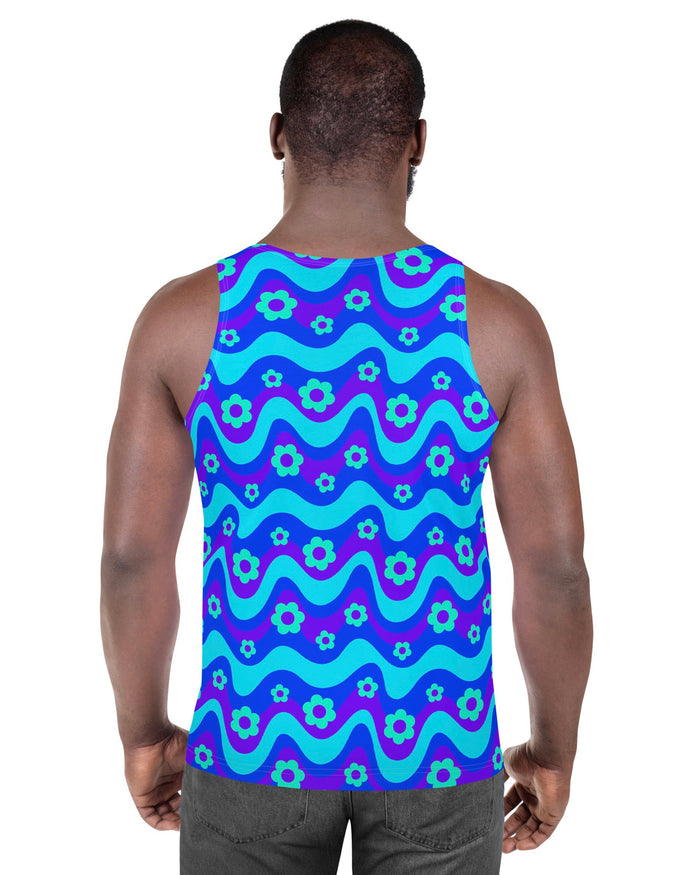 Flower Power Blue Tank Top, Tank Top, - One Stop Rave