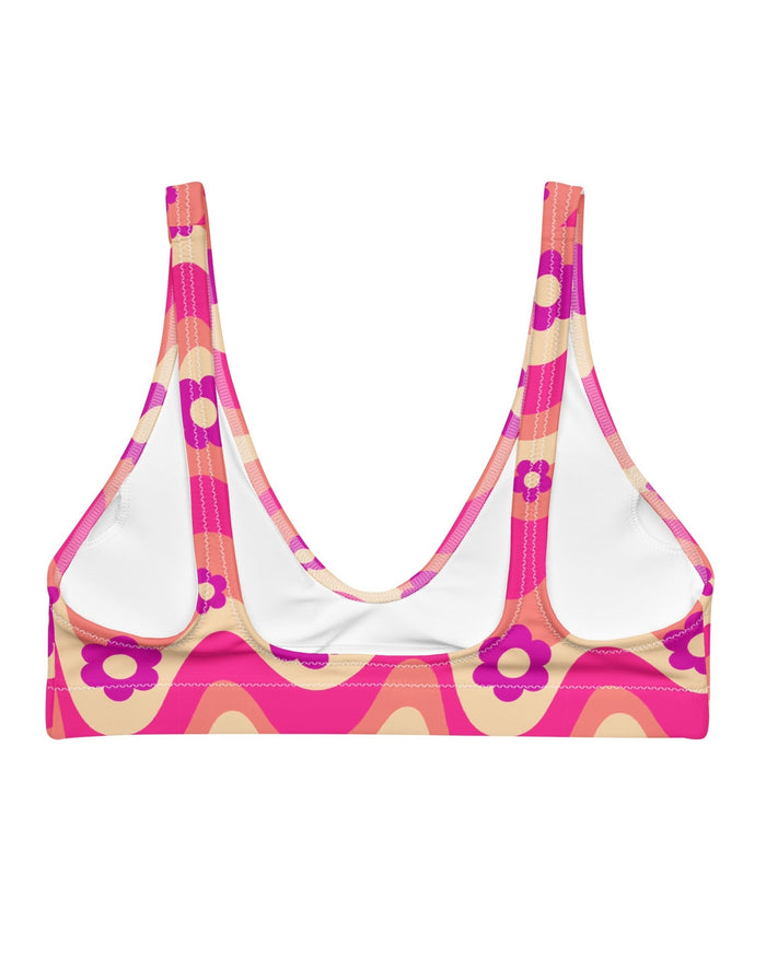 Flower Power Pink Recycled Padded V-Top, V-Top, - One Stop Rave