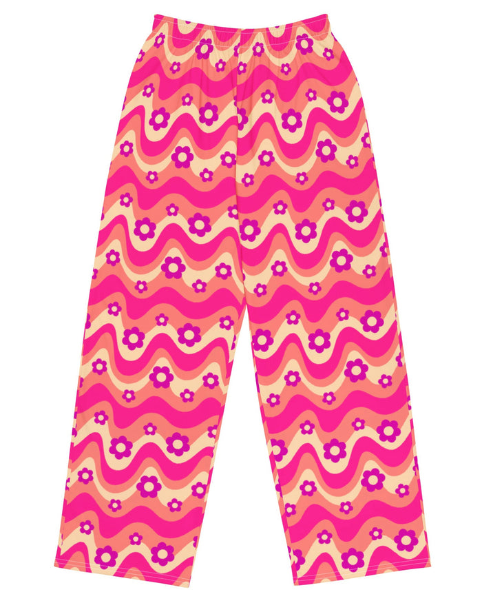 Flower Power Pink Wide Leg Pants, Wide Leg Pants, - One Stop Rave