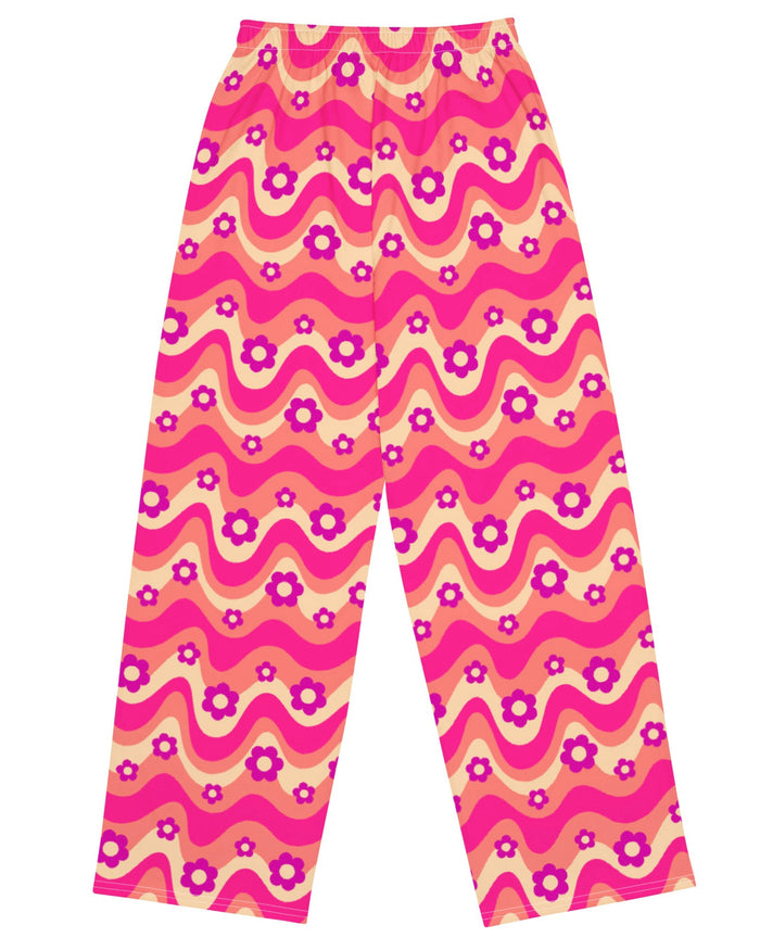 Flower Power Pink Wide Leg Pants, Wide Leg Pants, - One Stop Rave