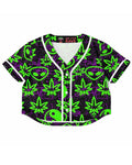 Ganja Graffiti Cropped Baseball Jersey, Cropped Baseball Jersey, - One Stop Rave