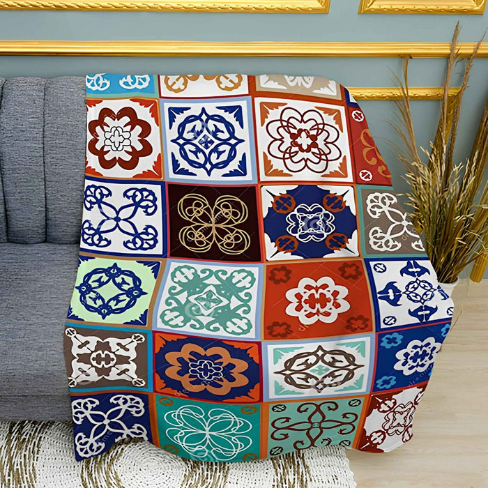 Geometric Patterns Print Plush Fleece Throw Blanket