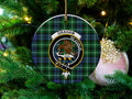 Graham clan crest tartan ornament with Ne Oublie motto on a Christmas tree