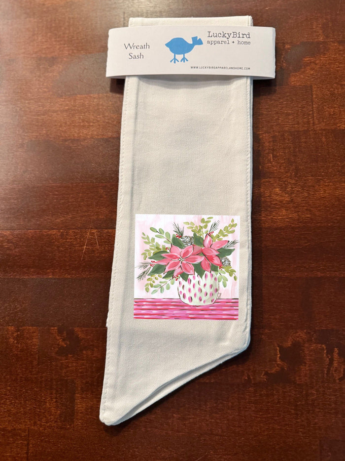 Haley Pink And Red Poinsettia Vase Sash