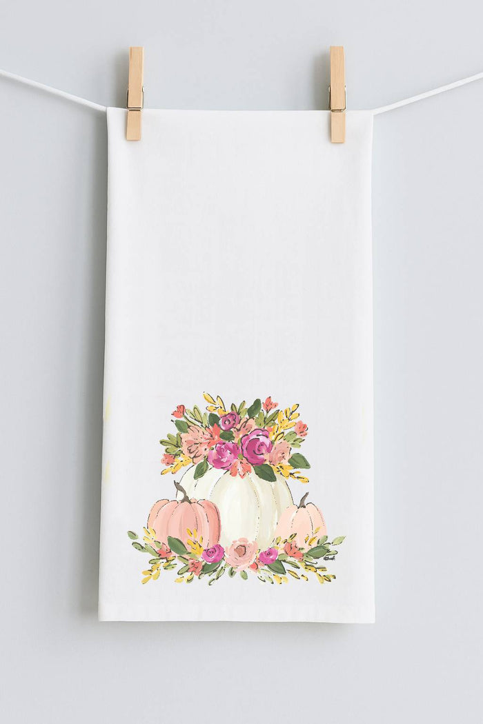 HALEY PUMPKINS AND FLOWERS TEA TOWEL