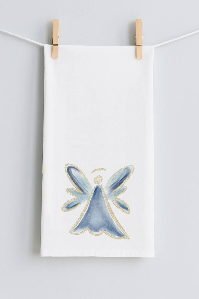 Haley's Angel Simple Gold Outline Tea Towel