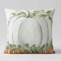 Haley's White Pumpkin with striped Bottom Square Pillow