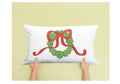 Haley's Wreath with Big Red Bow 20x14 Lumbar Pillow
