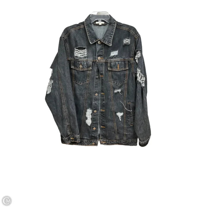 Jacket Denim By Umgee In Grey Denim, Size: L