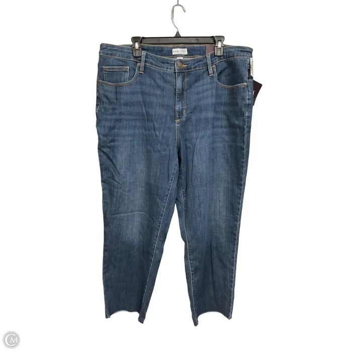 Jeans Cropped By Ava & Viv In Blue Denim, Size: 20