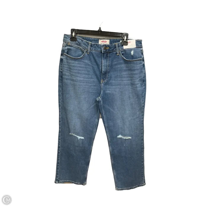 Jeans Cropped By Wrangler In Blue Denim, Size: 12