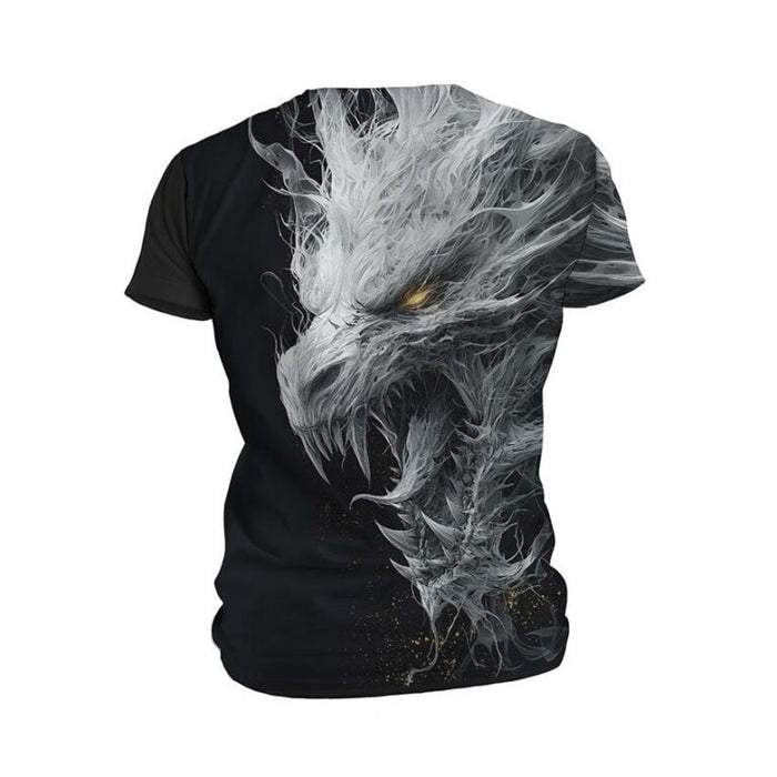 Kids Ancient White Dragon Print Athletic T-Shirt