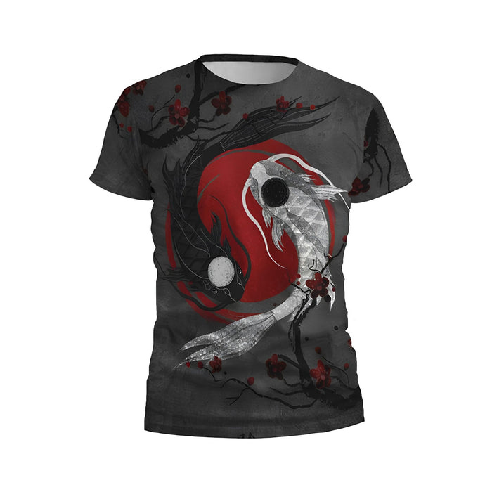Kids Yin and Yang Japanese Motif Athletic T-Shirt