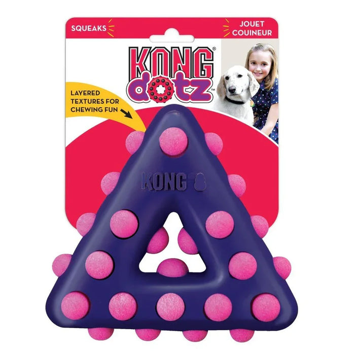 KONG Dotz triangle, a rubber chew toy with a triangular outline and raised textured nubs, large size