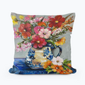 Kristie Flowers in Blue Chinoserie Square Pillow