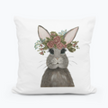 Kristie Gray Bunny With Flowers Pillow