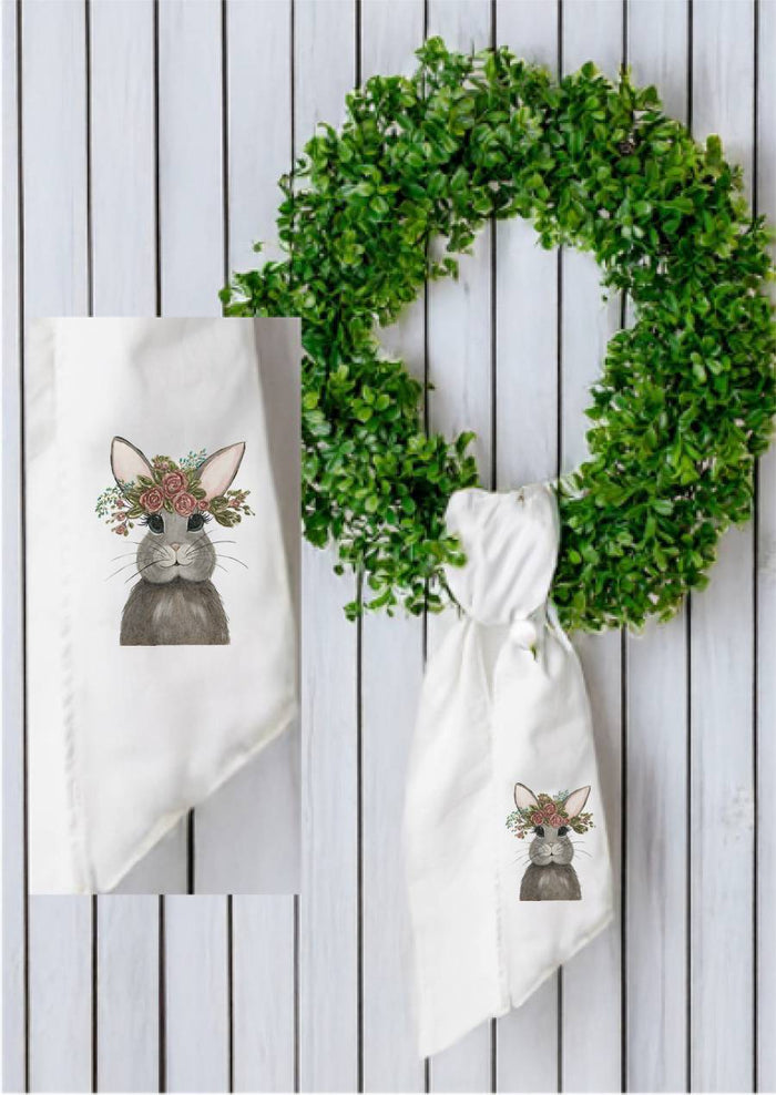 Kristie Gray Bunny With Flowers Sash