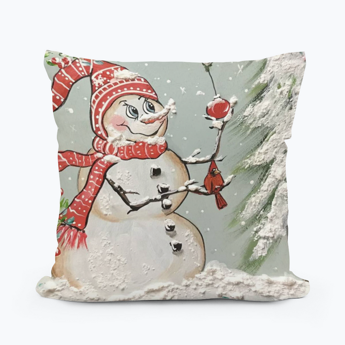 Kristie Snowman Cardinal Pillow