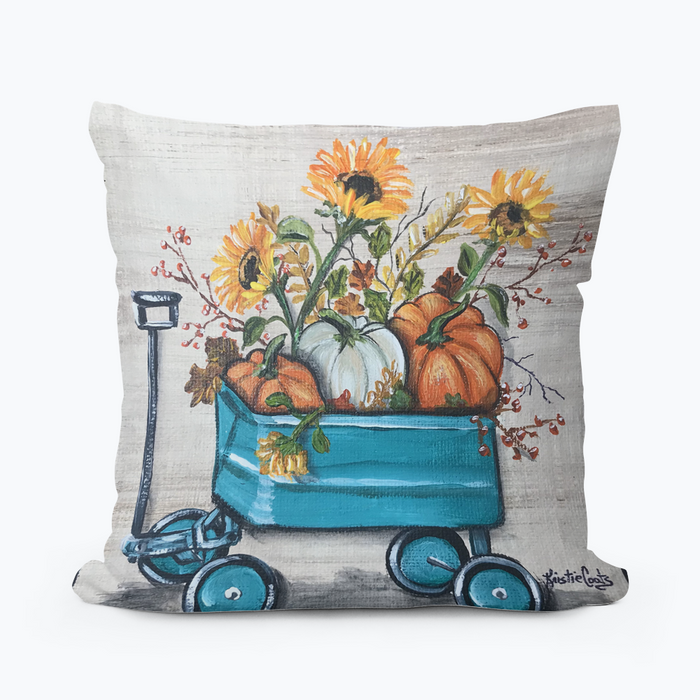 Kristie Turquoise Fall Wagon Pillow