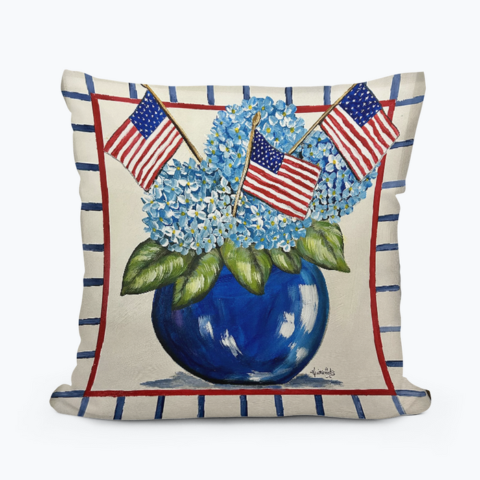 Kristies Americana Hydrangea Square Pillow