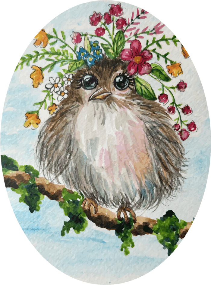 Kristies Flower Child Bird Wreath Sash