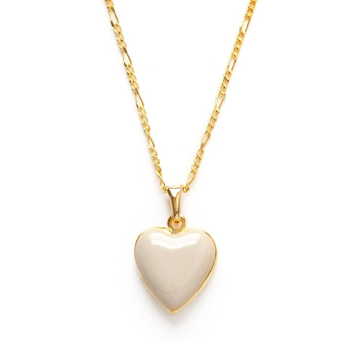 Large Enamel Heart Locket Necklace