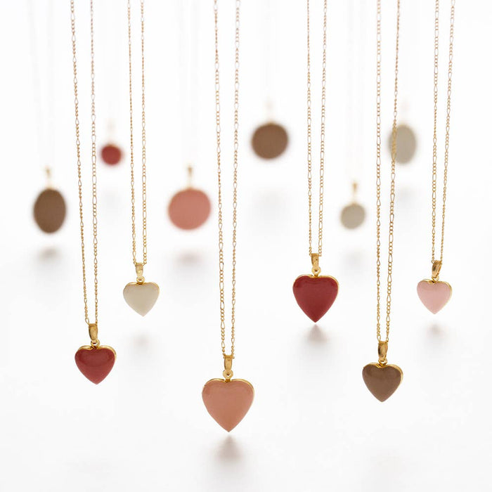 Large Enamel Heart Locket Necklace