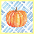 Lauraâ Orange Pumpkin Blue Pattern Pillow Swap