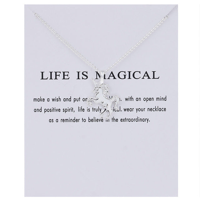 "Life Is Magical" Unicorn Statement Necklace - 64 Corp