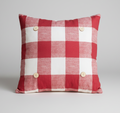 Lipstick Red Buffalo Plaid Luckybird Square Button Pillow Square