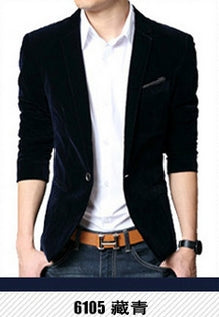Mens blazer slim fit suit jacket black navy blue velvet 2018 spring autumn outwear coat Free shipping Suits For Men - 64 Corp