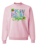 MERRY CHRISTMAS DOODLE PREPPY CREW NECK SWEATSHIRT