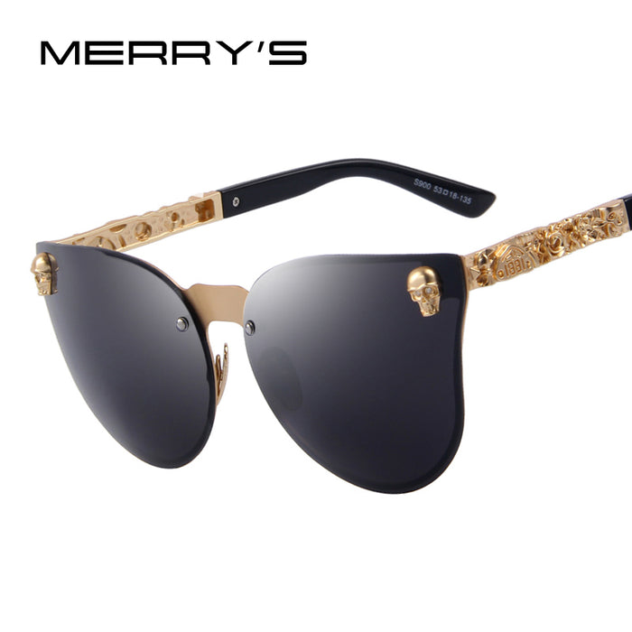 MERRY'S Fashion Women Gothic Eyewear Skull Frame Metal Temple Oculos de sol UV400 - 64 Corp