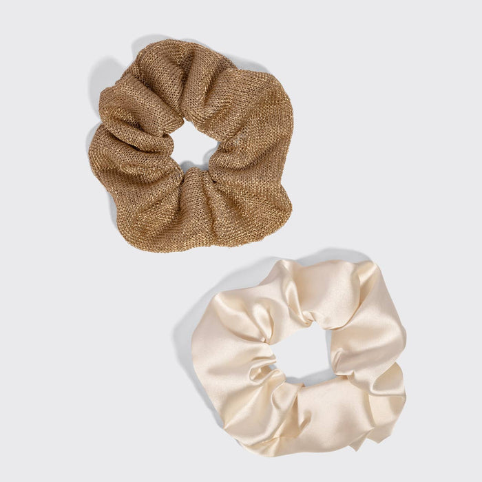Metallic Mesh and Recycled Fabric Satin Scrunchies