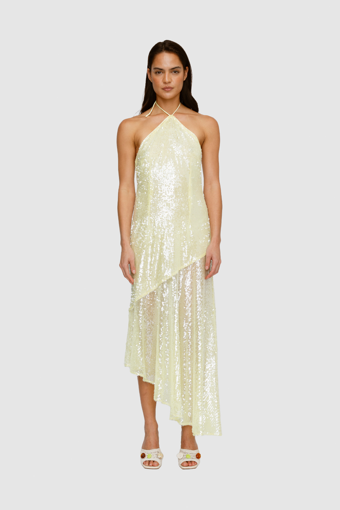 Mina Sequin Maxi Dress - Lemon