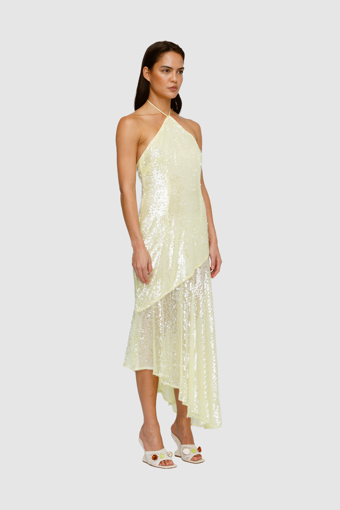 Mina Sequin Maxi Dress - Lemon