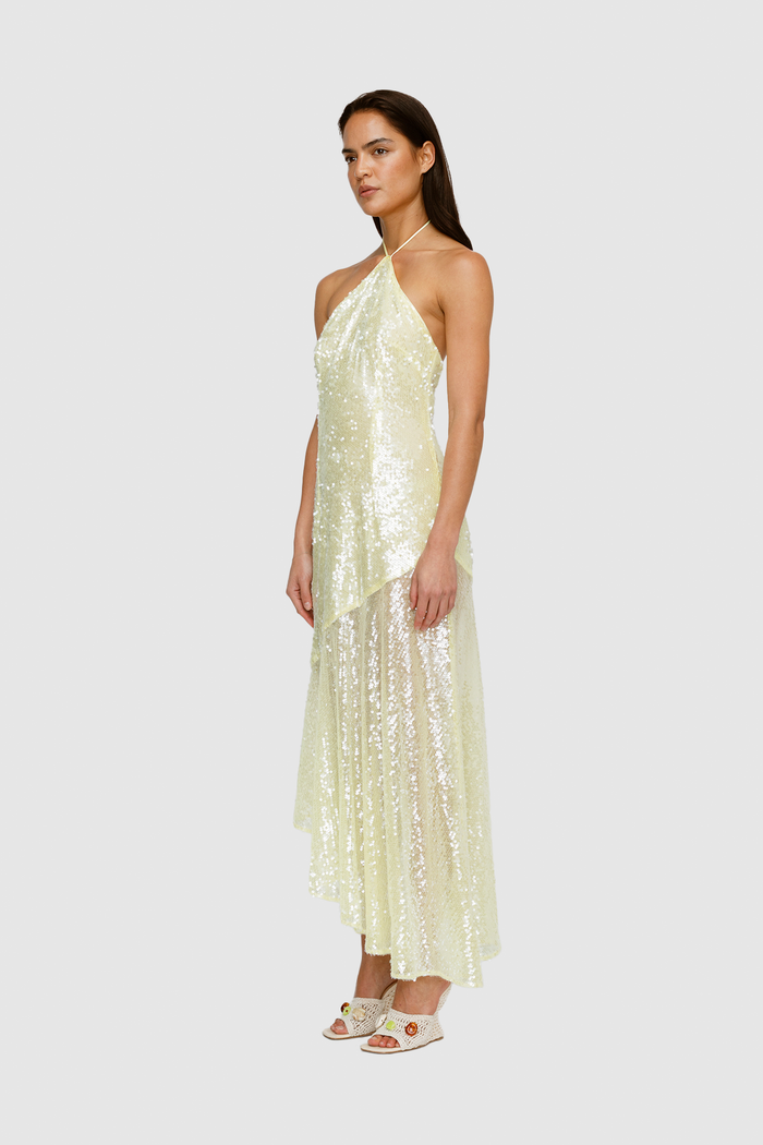 Mina Sequin Maxi Dress - Lemon