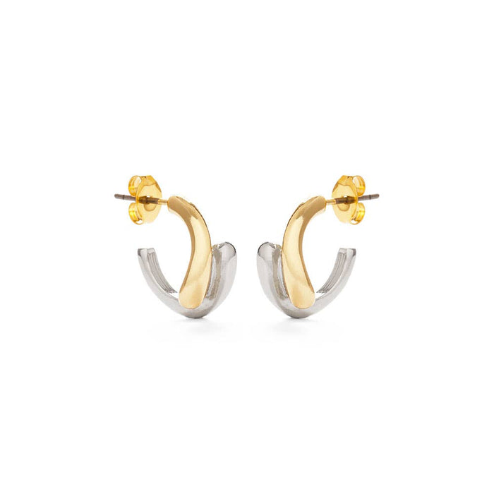 Mixed Metal Gota Huggie Hoop Earrings