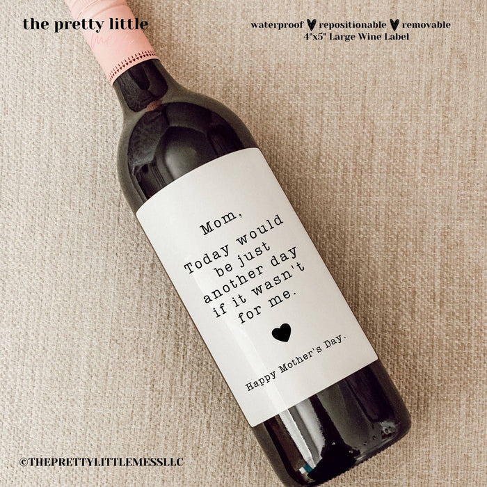 Mom, Happy Mother's Day Wine Label