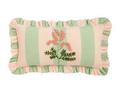 Multi-Stripe Ruffle Floral Embroidered Pillows