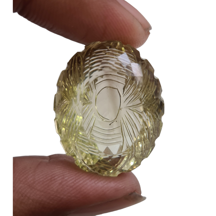 Natural 1 piece hand carved Yellow Quartz  : Oval Shape | Size:30x24mm - The LabradoriteKing