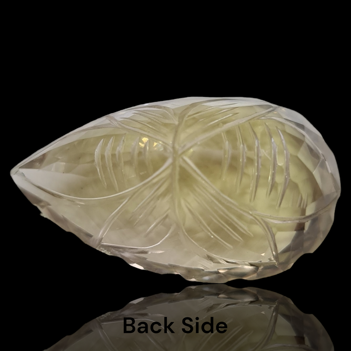 Natural 1 piece hand carved Yellow Quartz  : Pear Shape | Size:32x19mm - The LabradoriteKing