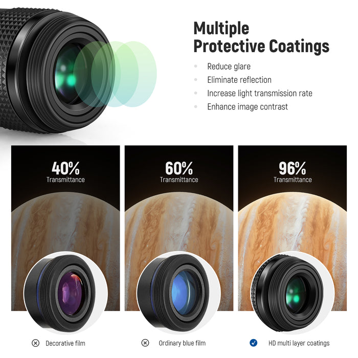 NEEWER LS-T22 Zoom Telescope Eyepiece features multiple protective coatings.