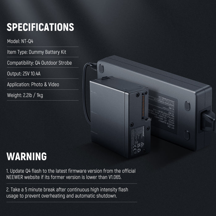 NEEWER NT-Q4 Dummy Battery Kit For Q4/Q4PRO