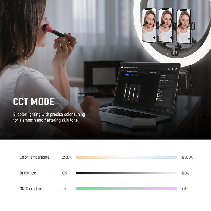 NEEWER RP19C 19" RGB LED Ring Light features the CCT mode.