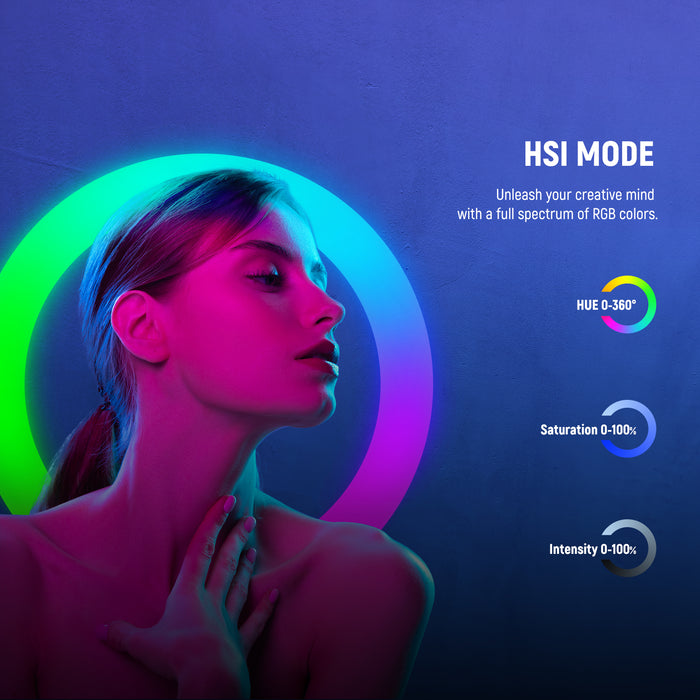 NEEWER RP19C 19" RGB LED Ring Light features the HSI mode.