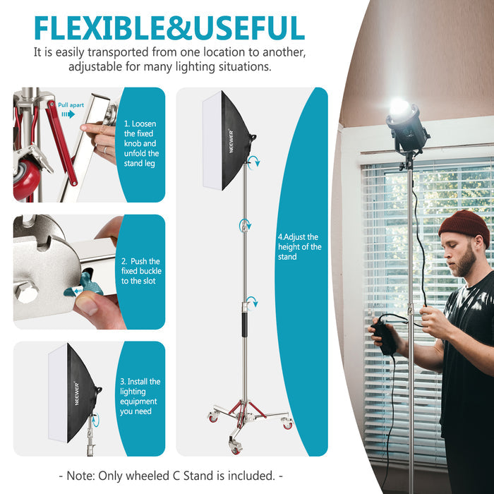 NEEWER SC305W Heavy Duty Rolling Light Stand is flexible and usefel.