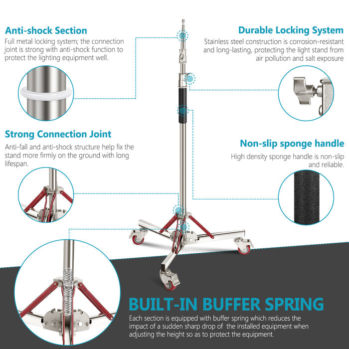 Product detail of the NEEWER SC305W Heavy Duty Rolling Light Stand