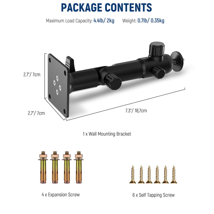 Package Contents of the NEEWER STWM 3 Inch Wall Mounting Bracket