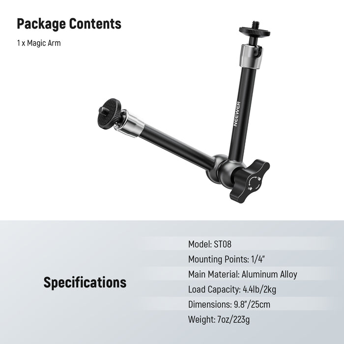 NEEWER ST08 9.8"/25cm Aluminum Alloy Magic Arm